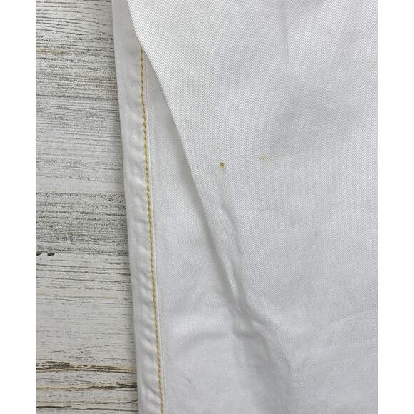 7 For All Mankind Womens 30 White Lightweight Bootcut Pants Yellow Stitching - Picture 6 of 9